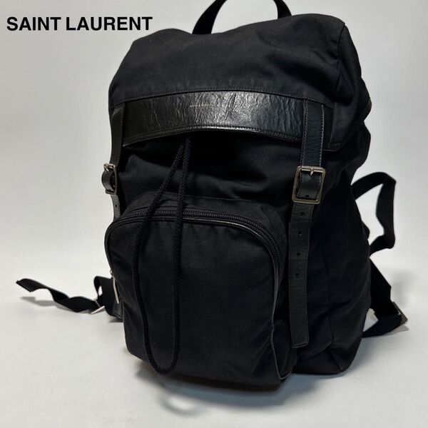 r68【美品】サンローラン ハンティングロックサック ブラック 黒 リュック A4可 バックパック SAINT LAURENT