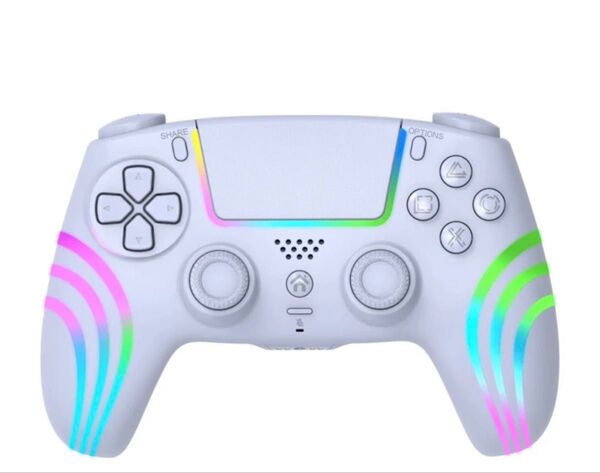 PS4ワイヤレスコントローラー レインボーLED ホワイト 新品未使用