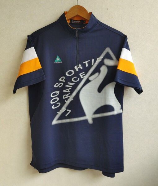 【未使用】le coq sportif GOLF メンズ 半袖 ハーフジップ プルオーバー ゴルフシャツ L ネイビー