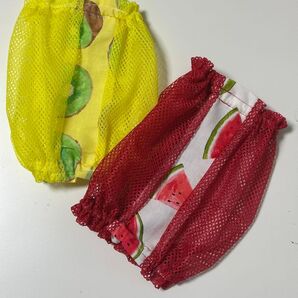 犬用スヌード★メッシュ(スイカとキウイ) Mサイズ 2点セット ハンドメイド