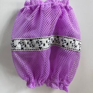 犬用スヌード★メッシュパープル 刺繍リボン(パンダ) Sサイズ ハンドメイド