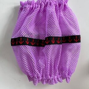 犬用スヌード★メッシュパープル 刺繍リボン(アンカー) Sサイズ ハンドメイド