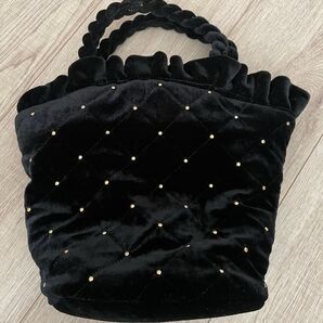 ベルベット スタッズ ハンドバッグ ブラック