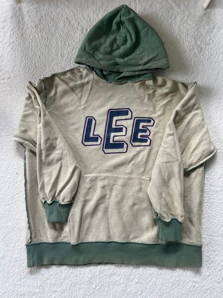 Lee ヴィンテージパーカー ダメージ加工 ベージュ グリーン