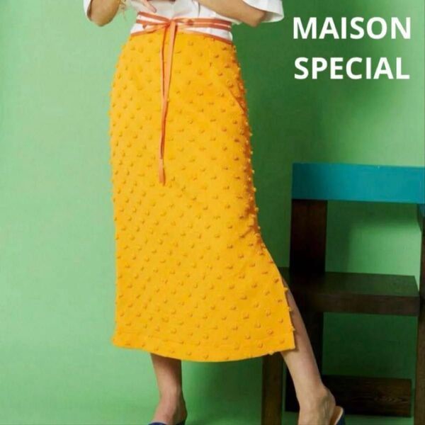 チリメンジャガードポンポンスカートMAISON SPECIAL/メゾンスペシャル