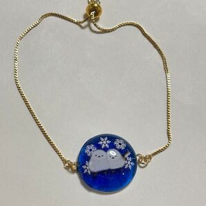 ブレスレット アクセサリー ハンドメイド シマエナガ ゴールド ゴールドカラー ゴールド系