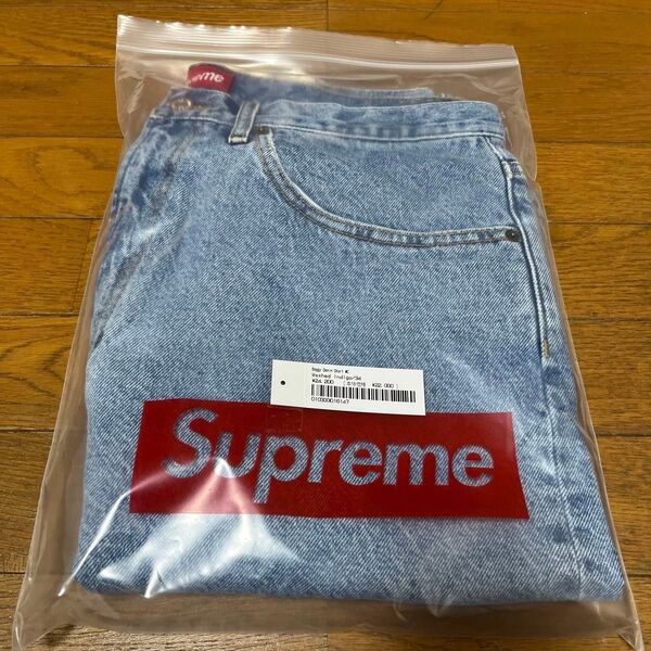 25ss Supreme Baggy Denim Short Washed Indigo 34