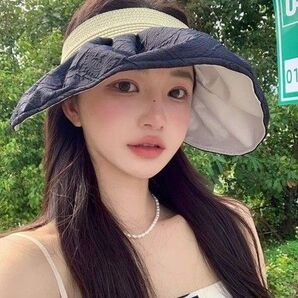 帽子 レディース帽子 UVカット 紫外線対策 小顔 おしゃれ レディース帽子 黒 ブラック フリーサイズ サンバイザー 白