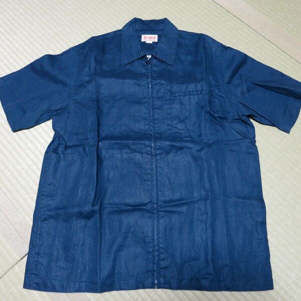 リネン・麻100% シャツジャケット 美品 ネイビー Mサイズ 新品未使用