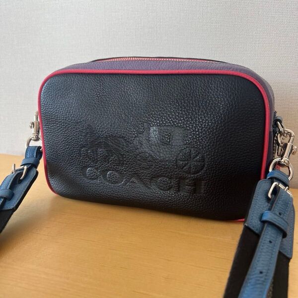 COACH レザー カメラバッグ 黒/青/赤