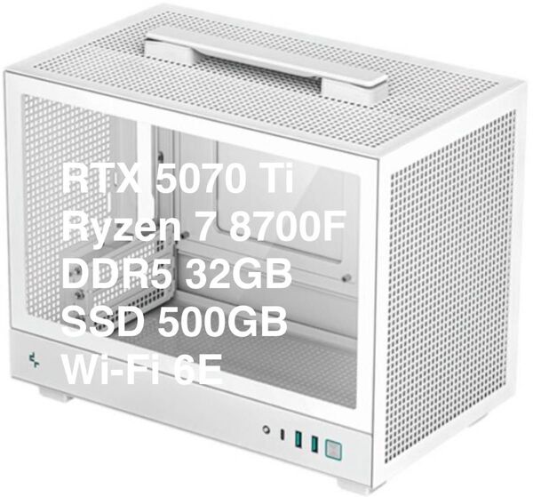 【ゲーミングPC】RTX5070Ti/Ryzen7/メモリ32GB/SSD500GB/650W電源/Wi-Fi6E