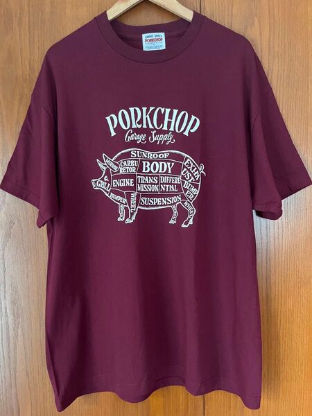 ポークチョップ XL バーガンディ Tシャツ