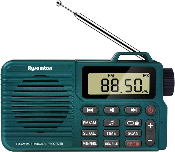 FM/AM 高感度受信 多機能 小型ラジオ 充電式 MP3再生可能録音 Bluetooth機能 日本語説明書付き(グリーン色)