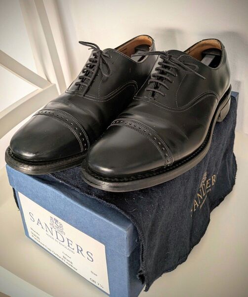 SANDERS PUNCHED CAP OXFORD BLACKG UK7 1/2 26センチ サンダース 英国 England