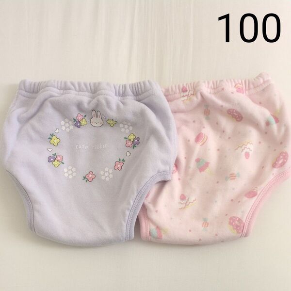 未使用 100 イオン 4層 トレーニングパンツ 2枚 女の子 ピンク ラベンダー トレパン ショーツ