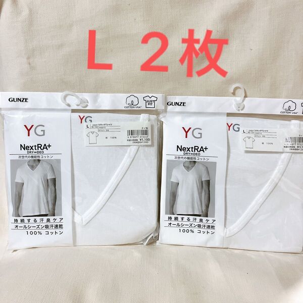 【Lサイズ】グンゼ GUNZE YG Vネック Tシャツ インナー 綿100% 2枚