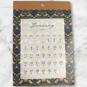 2025年1月 カレンダー 壁掛け ウィリアムモリス風