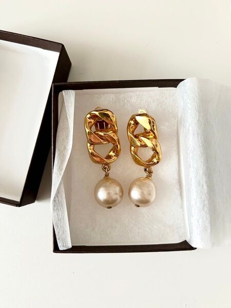 美品 Chanel シャネル ココマーク パール イヤリング ココ ゴールド アクセサリー ヴィンテージ