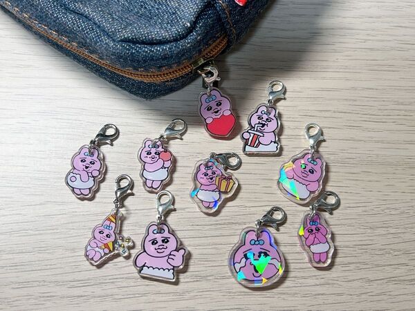 おぱんちゅうさぎ キラキラ加工 アクリルチャーム 10個セット