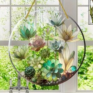 新品 サンキャッチャー ステンドグラス風 インテリア 雑貨 飾り オーナメント ガーデニング 多肉 多肉植物 温室 サボテン