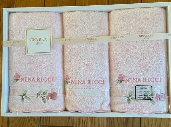 NINA RICCI フェイスタオル2枚 ウォッシュタオル1枚セット ピンク