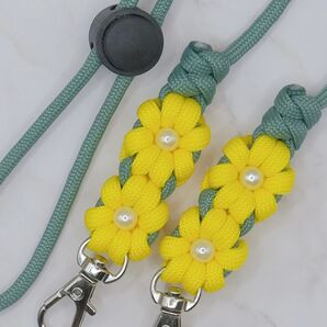 ハンドメイド ストラップ スマホ ショルダー パラコード 花x4 SH165