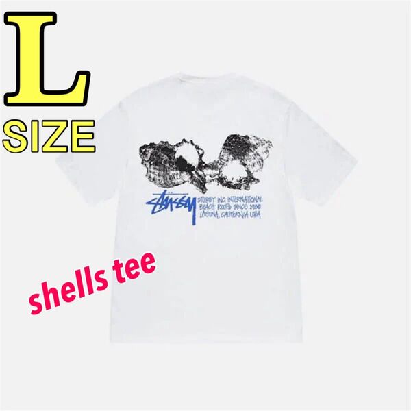 T26-L-白 ステューシー stussy Tシャツ shells tee 貝