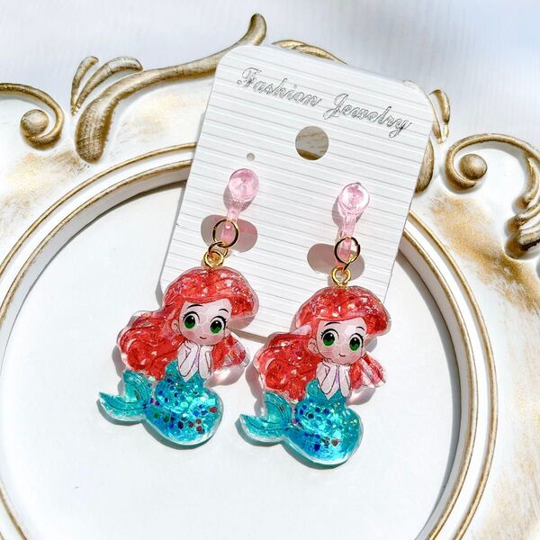 ハンドメイド キッズイヤリング アリエル リトルマーメイド