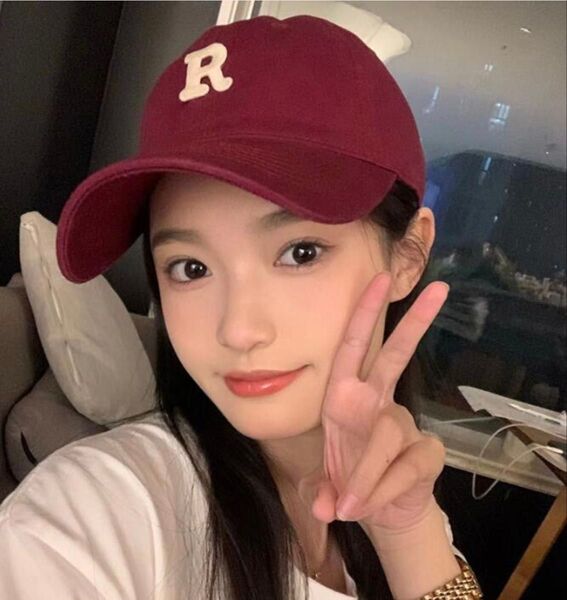 帽子 ベースボールキャップ 野球帽 Rロゴ メンズ レディース シンプル UVカット 紫外線対策 春夏秋冬 レッド 新品未使用