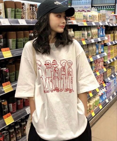 Tシャツ 半袖 レディース トップス Mサイズ 韓国風 おしゃれ プリントtシャツ キャラクター ホワイト 新品未使用