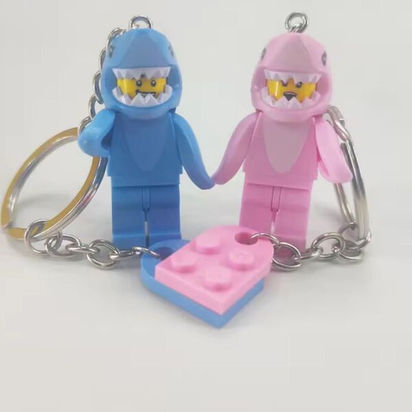 LEGO レゴ 互換 サメ キーホルダー ペア カップル レゴミニフィグ