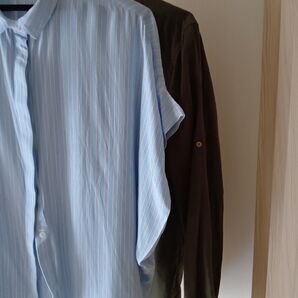 AMERICAN HOLIC ストライプシャツとZARAカーキ色シャツ 2枚セット
