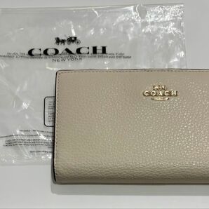 ◆新品◆ COACH コーチ 長財布 スリム ウォレット 本革 折りたたみ財布 ホワイト ¥66,000円→¥15,000円