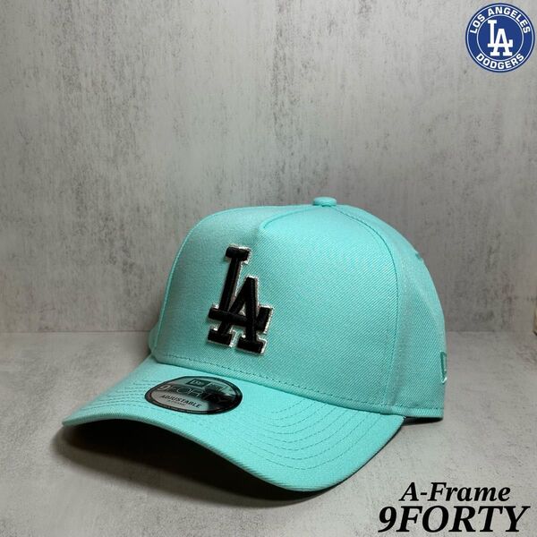【海外限定】 NEWERA 9FORTY A-Frame ドジャース ティファニーブルー 50th サイドパッチ キャップ ③
