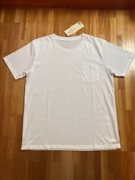 訳あり コーナン カジュアルTシャツ 丸首 胸ポケットTシャツ 無地 メンズ 白LL 半袖 綿混 ポリエステル65%綿35% XL