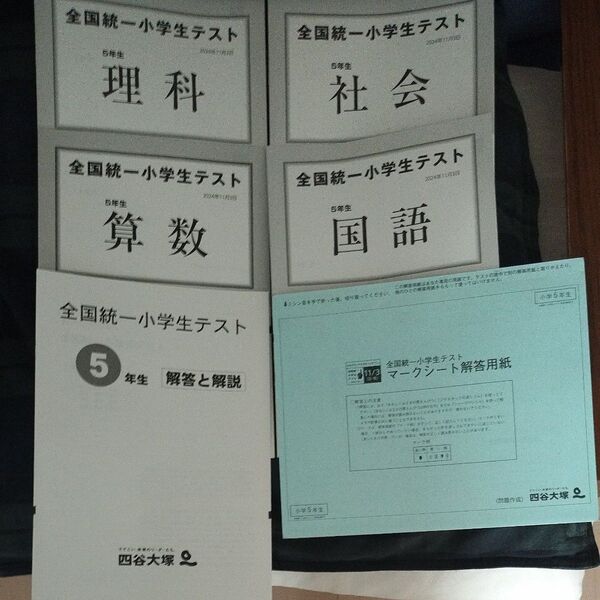 四谷大塚 全国統一小学生テスト 小学5年生 2024年11月 未使用 書き込みなし