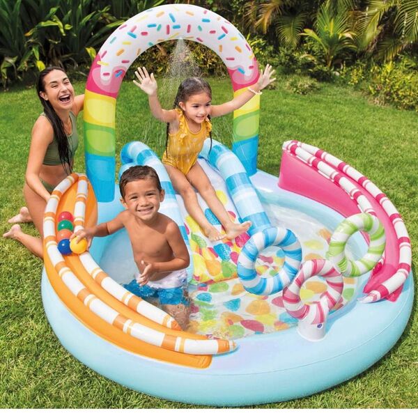 INTEX ビニールプール キッズ 水遊び 滑り台 プール シャワー 家庭用プール 子供 キャンディファンプール インテックス