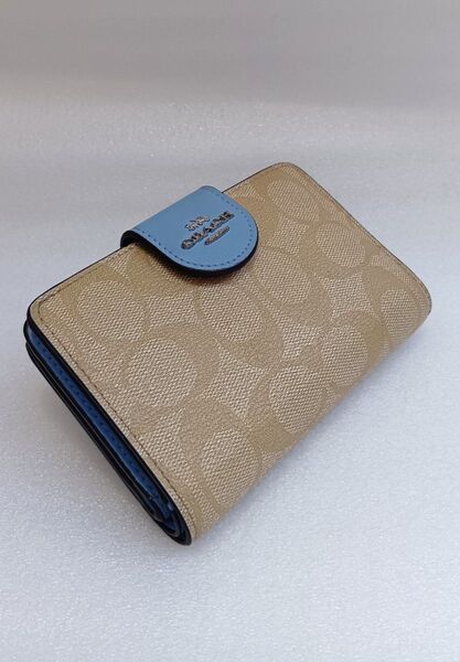 COACH コーチ 財布 二つ折り財布 レザー シグネチャー ブルー