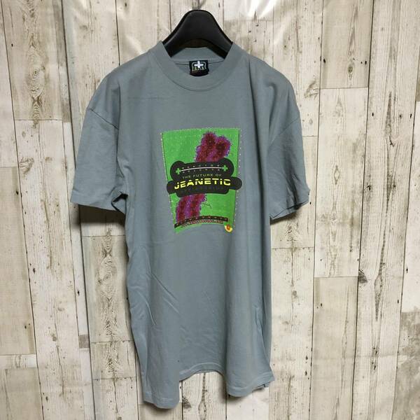 90s USA製 LA発 横乗り系ブランド REACTOR+ Ｔシャツ 青灰 M 管理B981