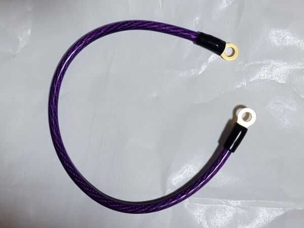 23 紫 8AWG 8sq 8GA 金メッキ端子付き アーシングケーブル パワーケーブル