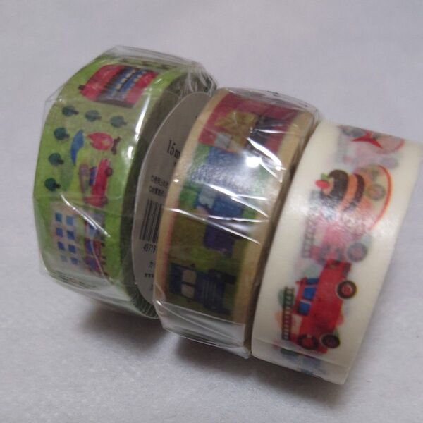 カモ井加工紙 mt for kids 乗り物テープ work・まち work・どうぐ 幅15mm×7m巻 まとめ売り セット!