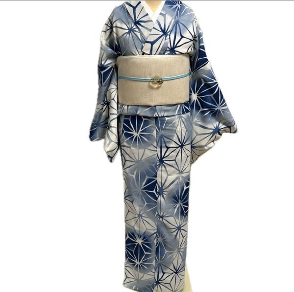 浴衣 ゆかた ユカタ 白にブルー 青 水色 Lサイズ 花火に L 浴衣単品 ゆかた単品 L 青 水色