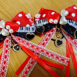 426 ヘアゴム ハンドメイド 赤 ハート