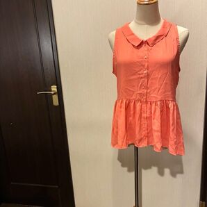 ローリーズファーム ノースリーブチュニック オレンジ 襟付きM