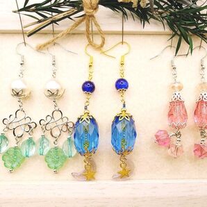 【⑤】ハンドメイドピアス3点SET(イヤリング変更可)