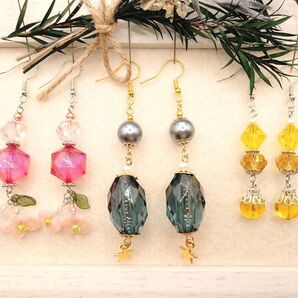 【②】ハンドメイドピアス 3点SET(イヤリング変更可)