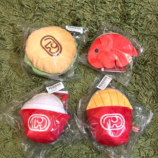 ドムドムハンバーガー ぬいぐるみがまぐち どむぞうくん/ハンバーガー/ポテト/ドリンク 全4種 コンプリート