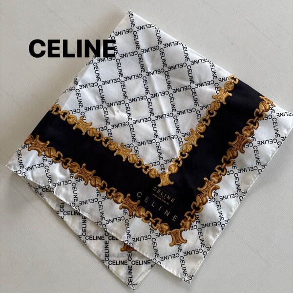★新品★ CELINE セリーヌ 大判 ロゴ ハンカチ シール貼付あり