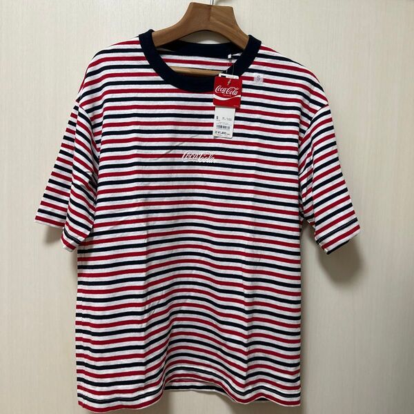 GU Coca-Cola ストライプ コットンビッグTシャツ Sサイズ Tシャツ ボーダー 半袖 ボーダーTシャツ