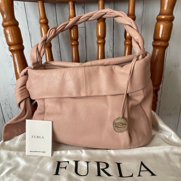 FURLA ハンドバッグ ピンク レザー